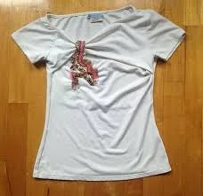 Crazy Daisy Women's Short Sleeve Beaded Design T-Shirt Size Medium