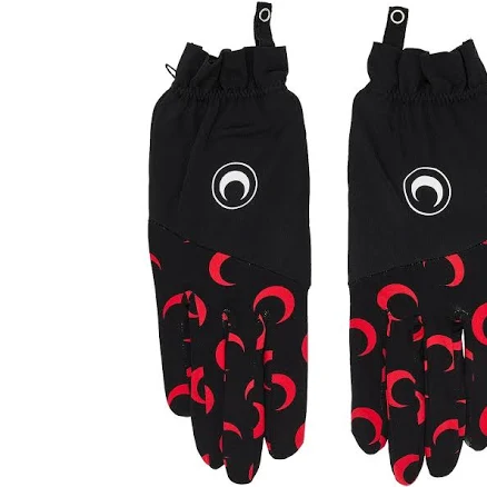 marine serre color block moon logo print gloves 'black/red'