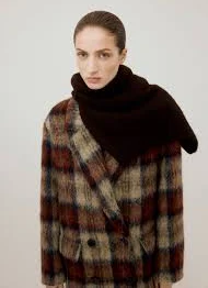 Wool-blend check coat