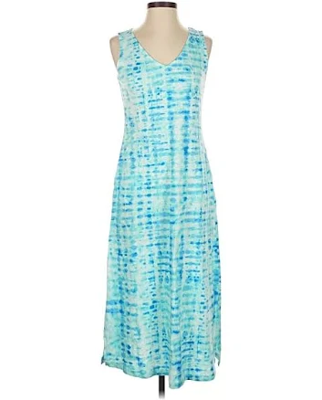 Belle by Kim Gravel A-Line V-Neck Sleeveless Tie-dye Midi Dress