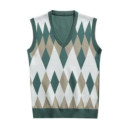 Women's Sleeveless Plaid V-Neck Sweater Vest