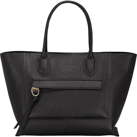 Longchamp Large Mailbox Leather Top Handle Bag Black