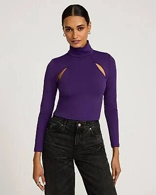Express Women's High Compression Mock Neck Cutout Crop Top