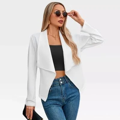 Women's Casual Draped Open Front Long Sleeve Shawl Collar Blazer