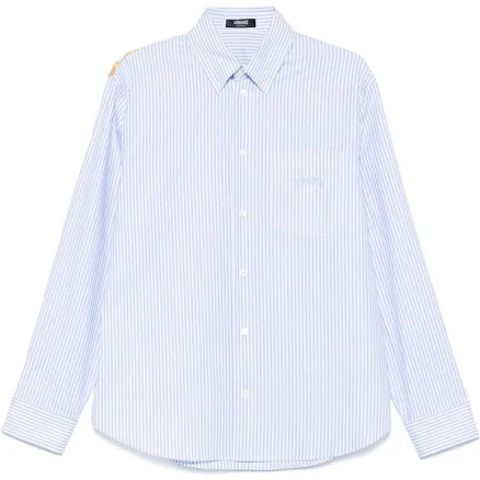 Versace Men's Maxi Chain Striped Shirt