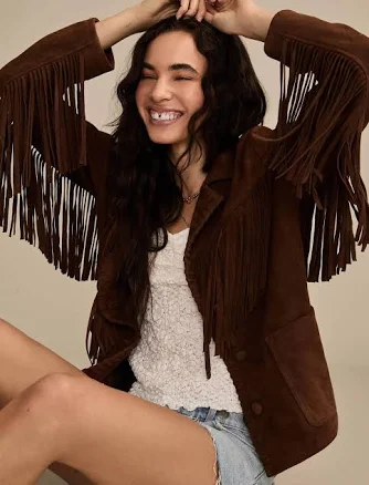 Lucky Brand Women's Fringed Suede Jacket