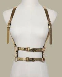 Faux Leather Body Harness • Double Strap Chest Belt, Festival Fashion