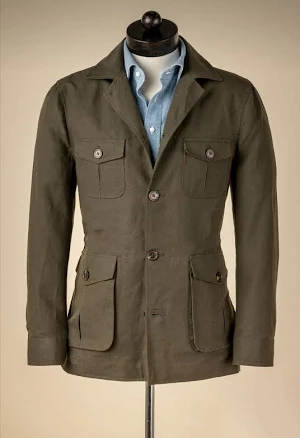 Linen Men Safari Jacket Summer With Belt Outdoor Vintageprom Casual