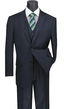 Stripe Collection Regular Fit 3 Piece Suit