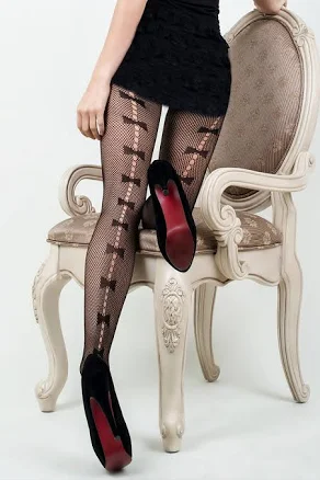 ICONOFLASH Women's Bow Tie Backseam Fishnet Tights