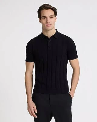 Men's Ribbed Cotton Sweater Polo