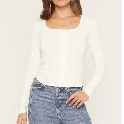 Shyanne Women's Long Sleeve Ribbed Corset Top