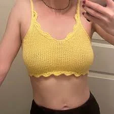 Yellow knit scalloped bralette