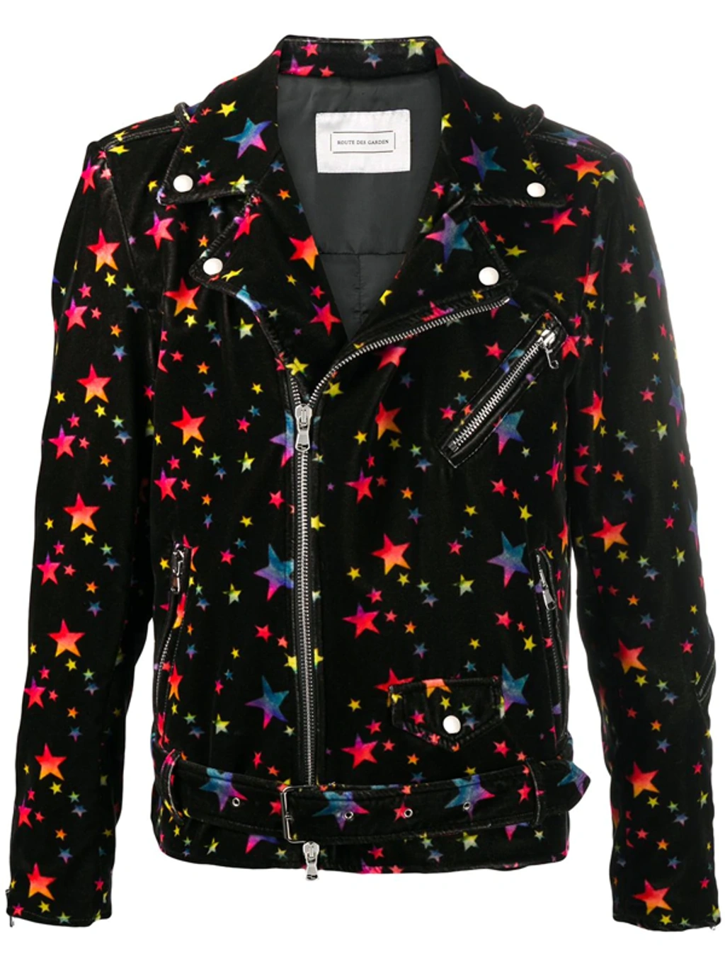 Star Velvet Biker Jacket In Black