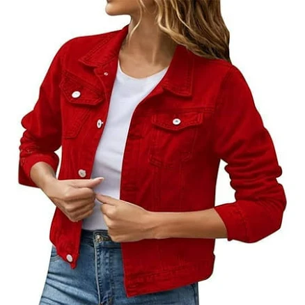 Women's Trendy Cropped Long Sleeve Denim Jacket