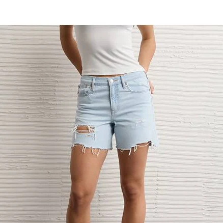 American Eagle Women's Strigid Super High-Waisted Relaxed Denim Shorts