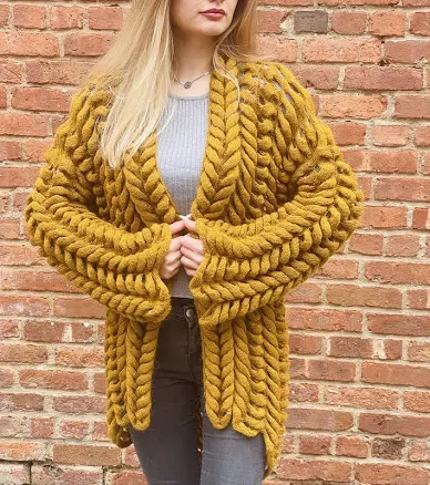 Jacket Coat Knitted Handmade. Oversized