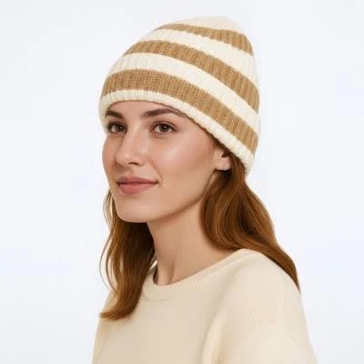 Anna-Kaci Unisex Striped Knit Beanie Hat