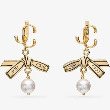 Jimmy Choo Ribbon Pearl Earrings