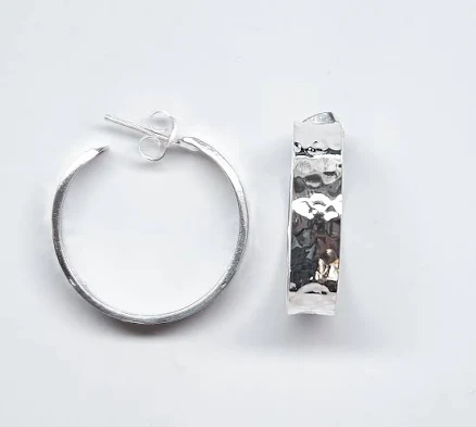 Renata Rubio Pounded Silver Hoop Earrings