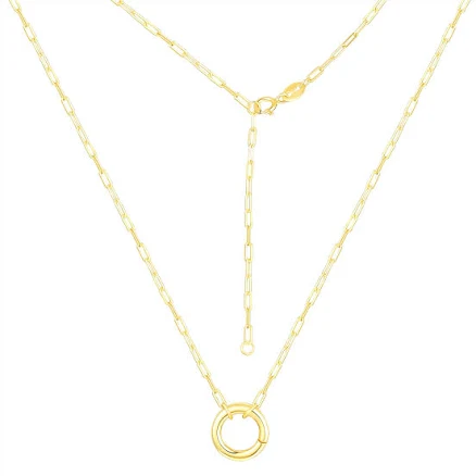 Brilliance Fine Jewelry 14kt Gold Plated Sterling Silver Paperclip Chain with Round Charm Connector