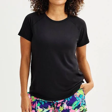 Women's Tek Gear Essential Core Raglan Tee, Size: Large, Mineral Black