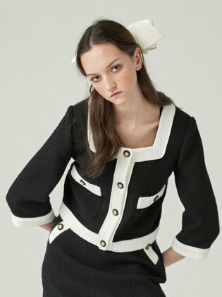 Square Neck Tweed Jacket