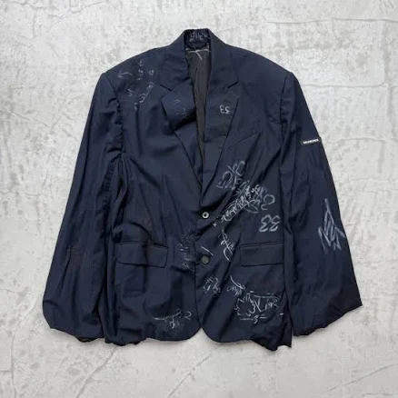 Balenciaga Graffiti Skater Tailored Jacket Navy in Blue, Men's (Size M)