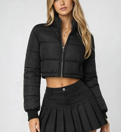 Cropped Quilted Puffer Jacket