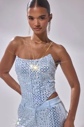 AKIRA Lila Embellished Satin Corset Top