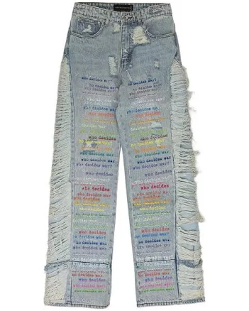 Who Decides War Men's Roygbiv Distressed Jeans - Blue - Straight jeans