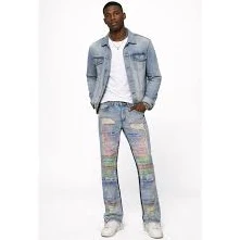 Who Decides War ROYGBIV Skinny Jeans Slim Fit Pride Distressed Rainbow Mens 30