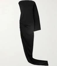 Edfu one-sleeve draped asymmetric cutout cotton-jersey gown