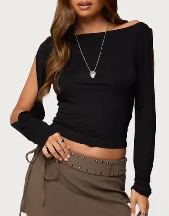 Edikted Women's Cade Cutout Sleeve Boat Neck Top