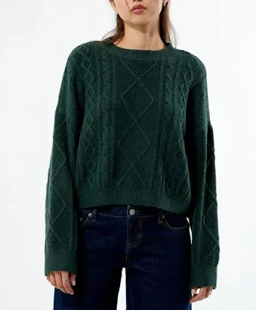 Women's Cable Knit Cozy Crew Neck Sweater