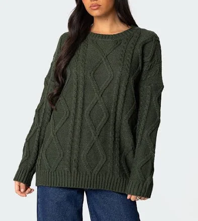 Edikted Women's Kennedy Oversized Cable Knit Sweater