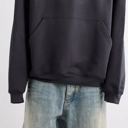 Balenciaga Men's Oversized Logo Graphic Cotton Hoodie - Black - Hoodies