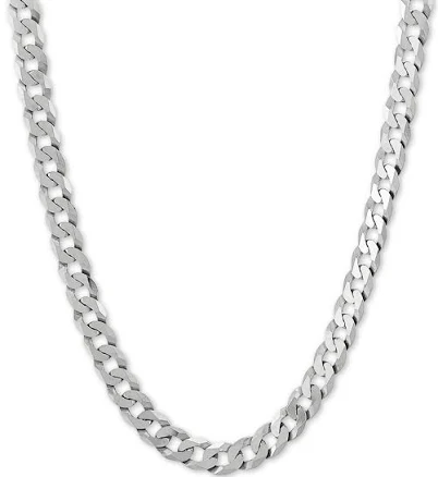 Sterling Silver Curb Link Chain Necklace, 22"