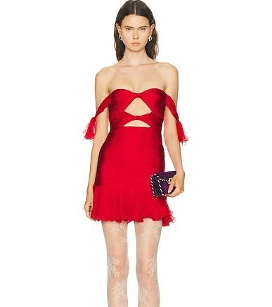 Valentino Cut Out Mini Dress in Red - size 36