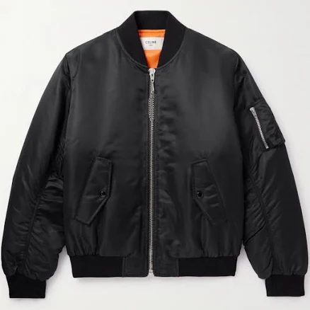 CELINE Logo-Print Chain-Embellished Shell Bomber Jacket - Men - Black Coats and Jackets - IT 52