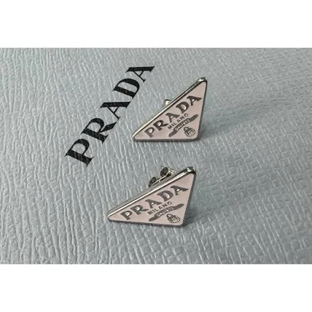 PRADA Symbole Triangle-Logo Stud Earrings