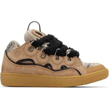 Lanvin Beige Curb Suede Sneakers
