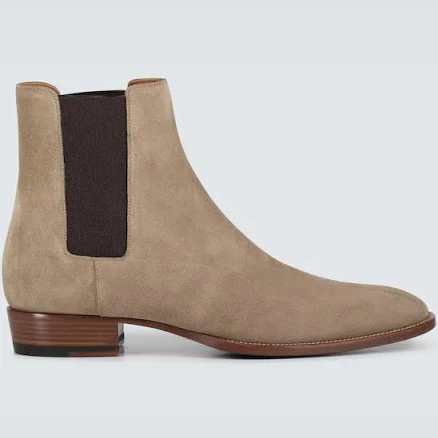 Saint Laurent Men, Wyatt suede Chelsea boots, Beige, US 6, Boots, Calf leather