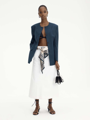 Buttoned Collarless Jacket