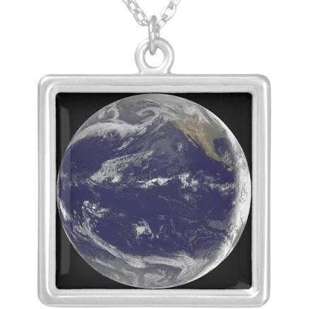 Satellite Image of Earth 2 Silver Plated Necklace