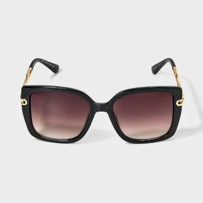 A New Day Women's Oversized Square Sunglasses with Chain Temples