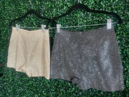 Rhinestone Studded High Waisted Shorts
