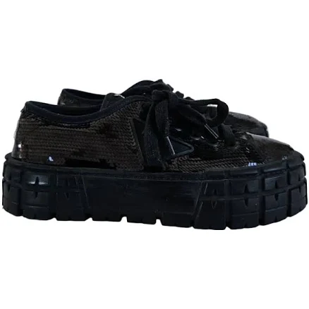 Prada Double Wheel low-top black sequin sneakers, 37.5
