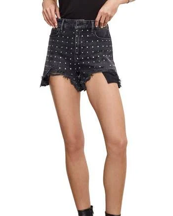 Good American Women's Bombshell Rhinestone Denim Shorts