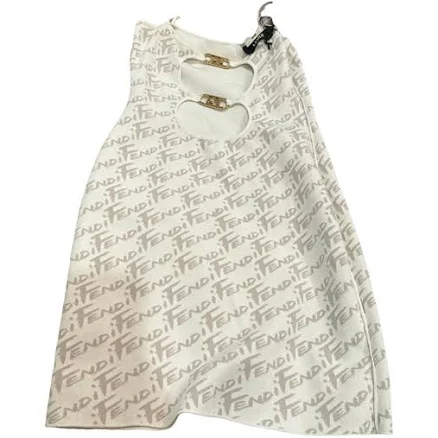 Fendi White Viscose Knit Reversible Mini Dress Size 42 EU